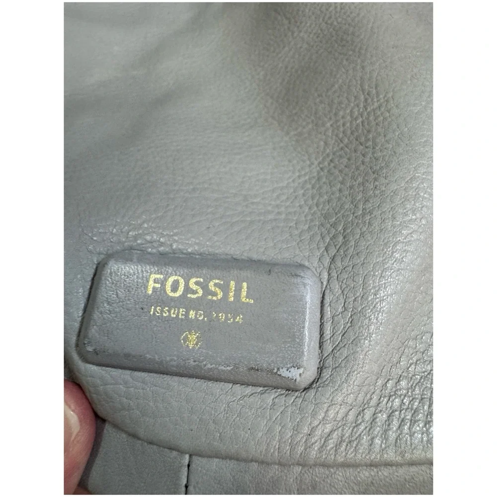 Fossil Gray Pebbled VTG Emerson Leather Shoulder Bag Convertible Crossbody Purse